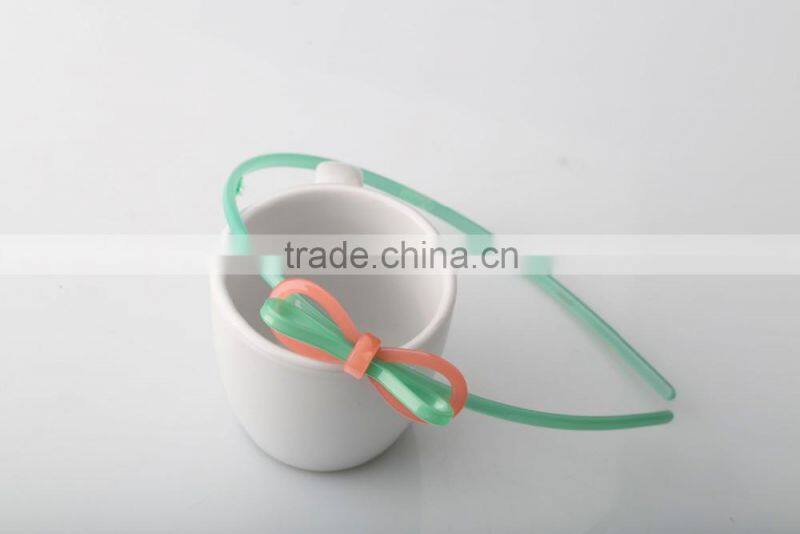 Handmade bow tie hair ornament for girls cheap plastic custom headband thin hair band with teeth