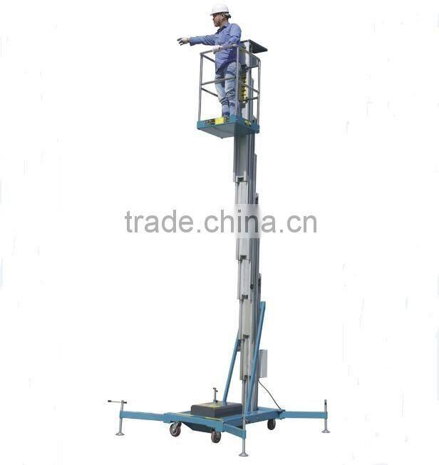 Single aluminum alloy mast lift work platforms