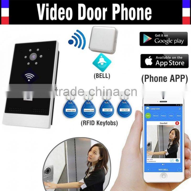 wifi video audio door bell, wireless two way recording talk and unlock function