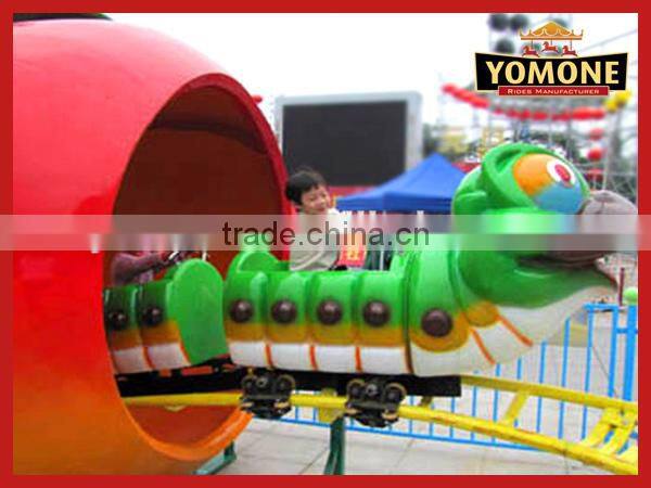 Electrical worm design track train for adult and kids apple bug roller coaster amusement rides
