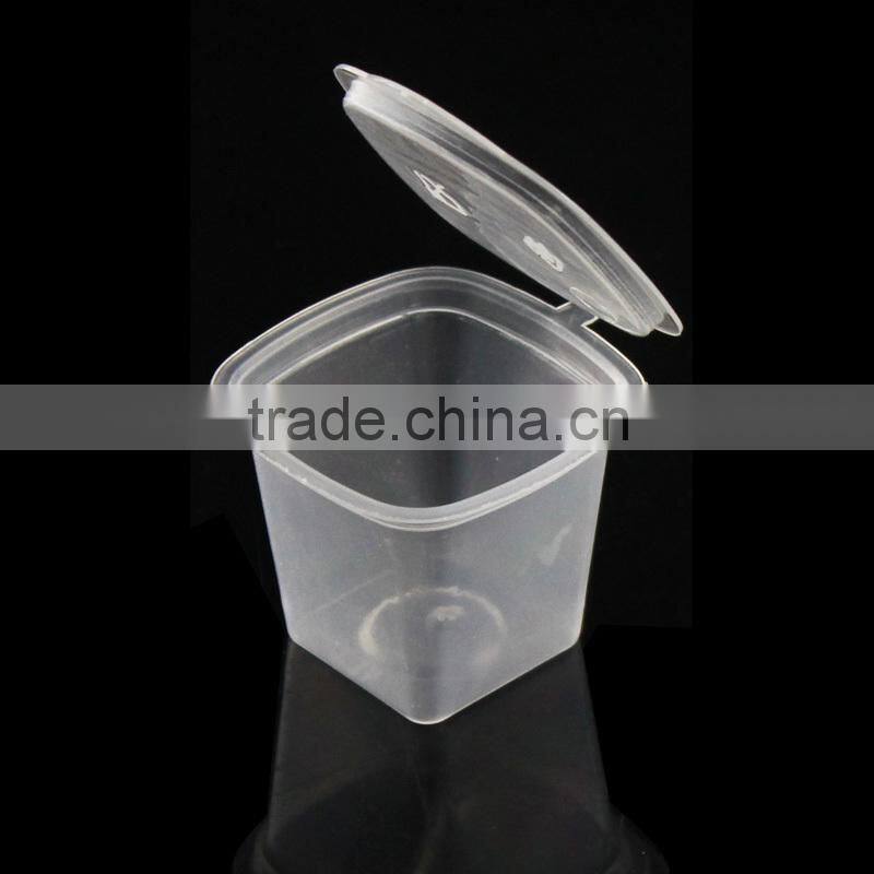 Plastic sauce container square clear cup with lid