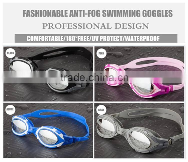 2015 new arrivel anti-shatter waterproof swimming goggles wide vision glasses