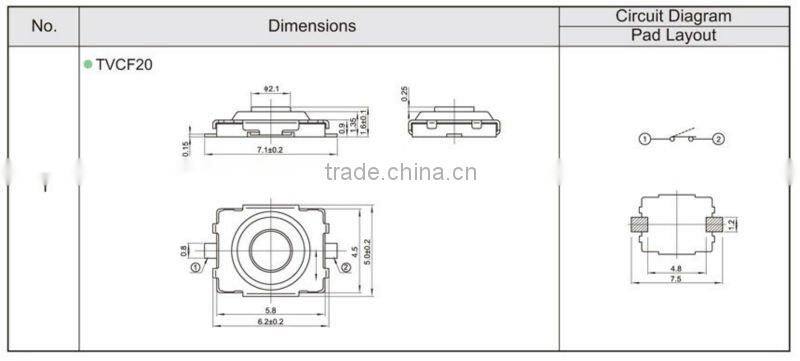 FTVCF20 smt tact push touch screen switch board