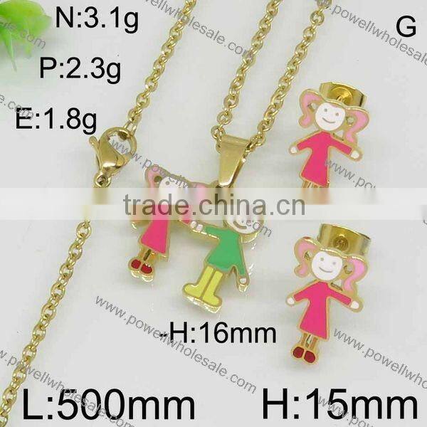 Hot selling family Hand in Hand kid gold plated jewelry set