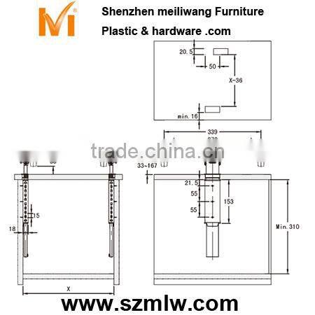 tabletop elevating fittings