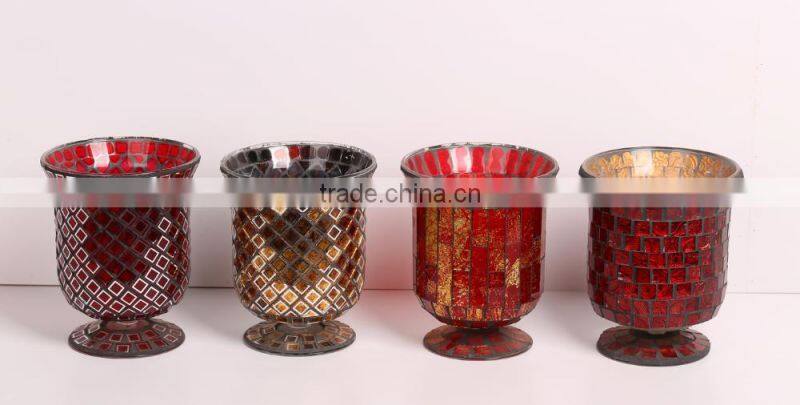 Glass Jar Glass Candleholder colored glass mosaic
