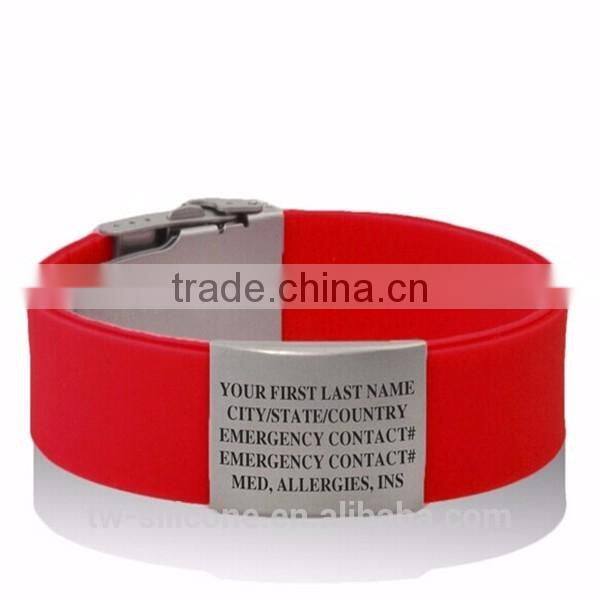 high quality wholesale rubber silicone emergency id bracelets