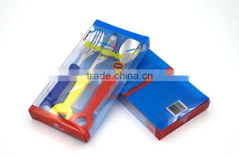 safe colorful stainless steel baby cutlery set