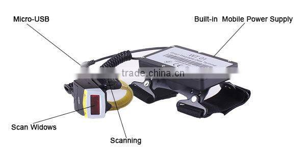 Bluetooth 1D 2D barcode scanner with wearable IOS /android / win data collector terminal WT01