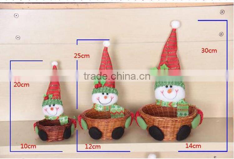 Cute santa claus style wicker gift basket set christmas ornaments 2016