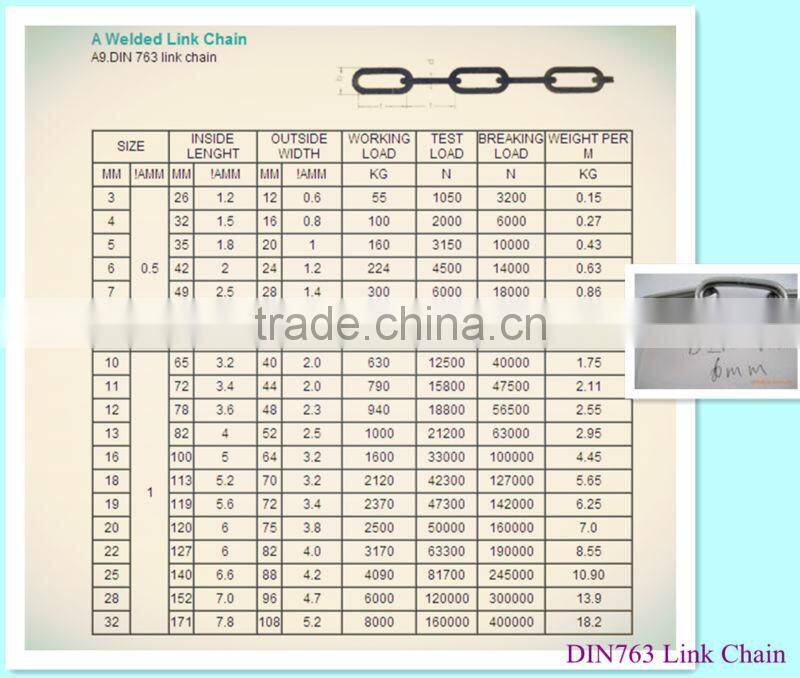 Q235 Welded Electric Galvanized DIN763 Chain