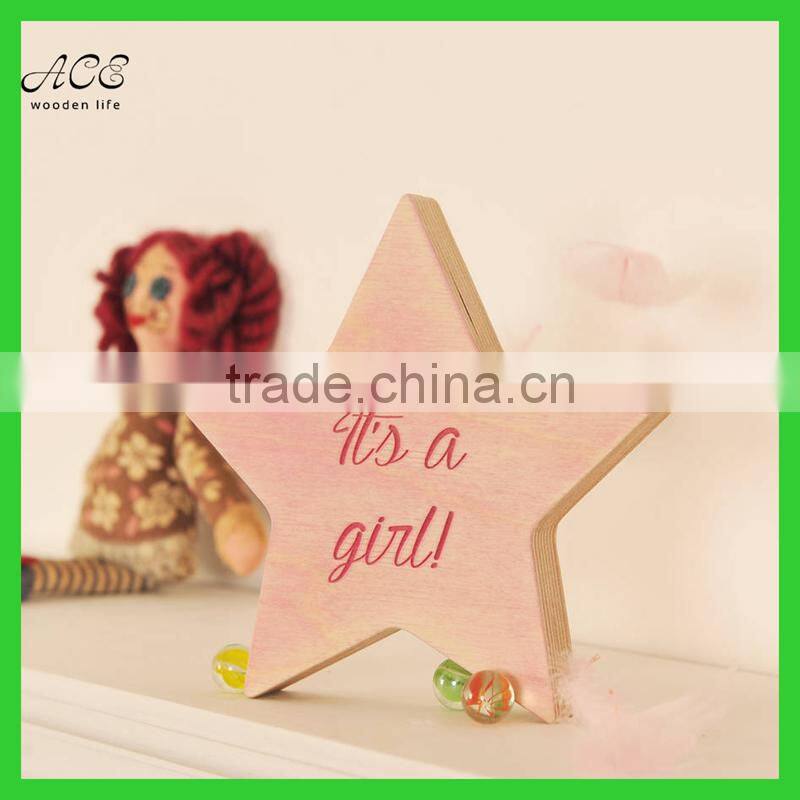 Wooden ornament Engraved wooden star Decorative wood stars