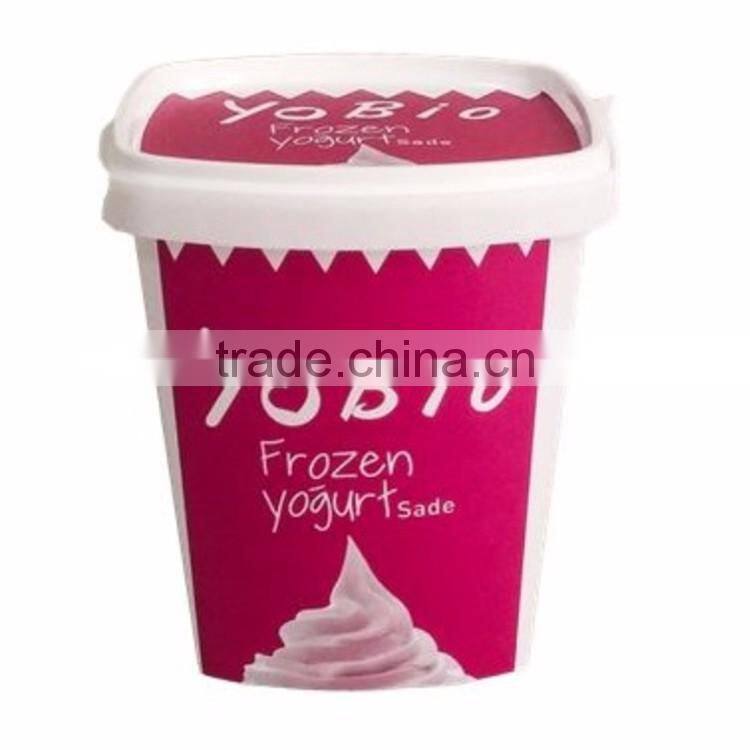 Wholesale Food Grade Label Design Yogurt Cup with Lid, Square Cup for Yogurt
