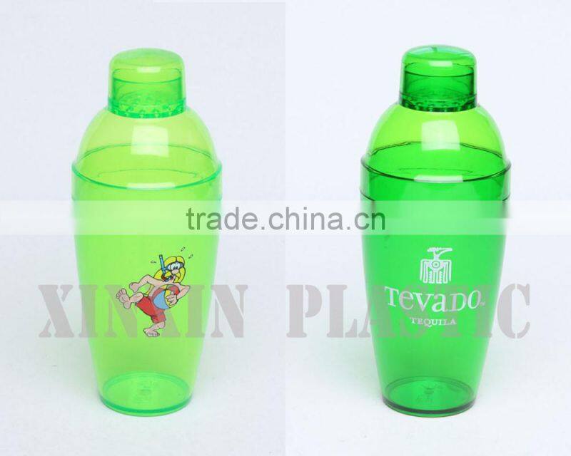 High quality clear transparent hard Plastic Cocktail shaker