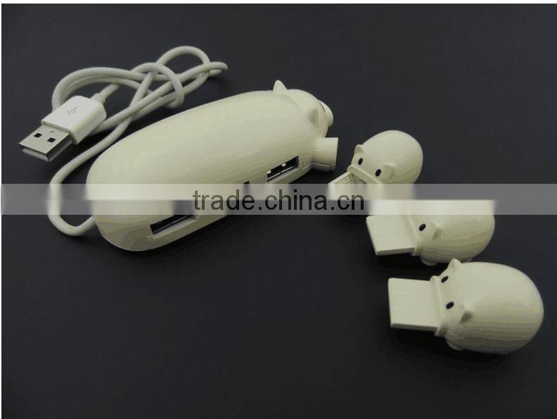 New Arrival Lovely Cartoon Pig Design 3 Port USB Hub 2.0 USB Interface Promotion Gift Choice Present With Card Reader Function