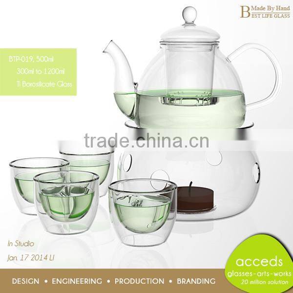 Handcrafted Glass Odd-Shaped High Quality Innovations Artistic Tea Pot