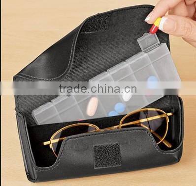 7 days weekly plastic Eyeglass/pill case box with eyeglass case box/pill box with divider