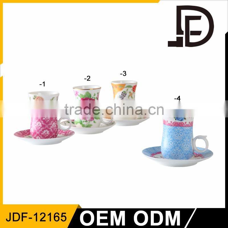Drinkware wholesale alibaba arabic 12 pcs ceramic coffee cup and saucer, modern turkish coffee cups