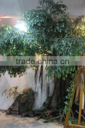 factory price hot sale artificial banyan tree with real wood trunk