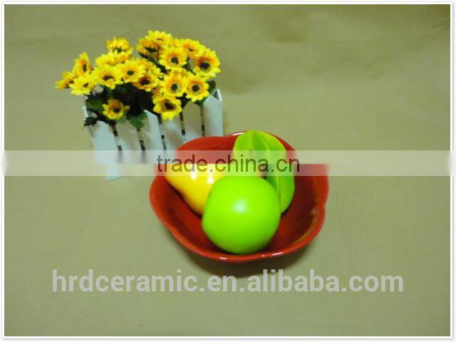New style the red flower shape ceramic salad bowl