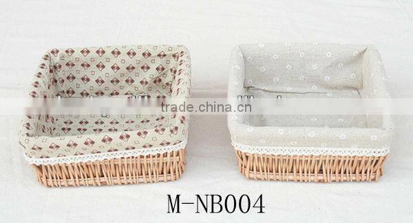 Wicker storage basket with liner& willow food / bread basket