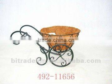 metal cart with coconut plant holder