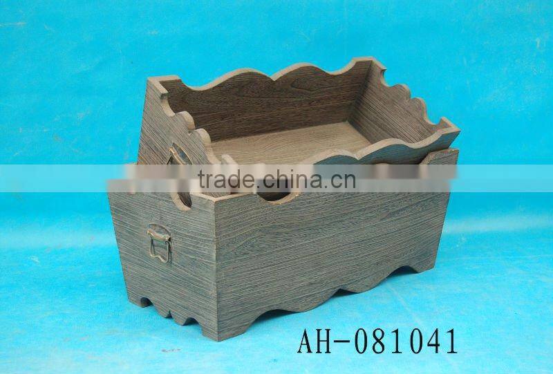 big wooden flower pot for garden decoration