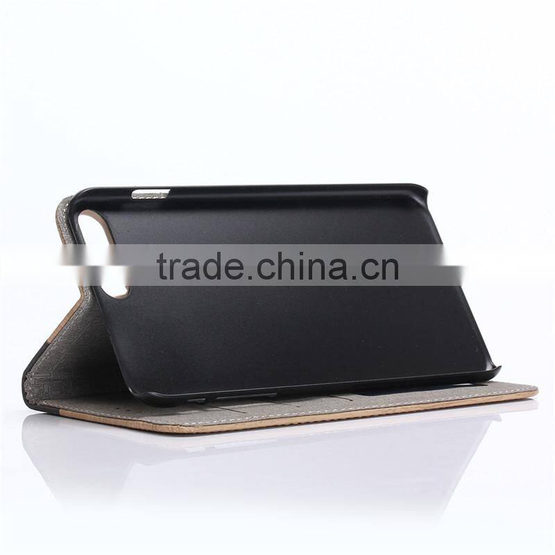 Nature wood grain PU card bumper/pocket cell phone case for Iphone