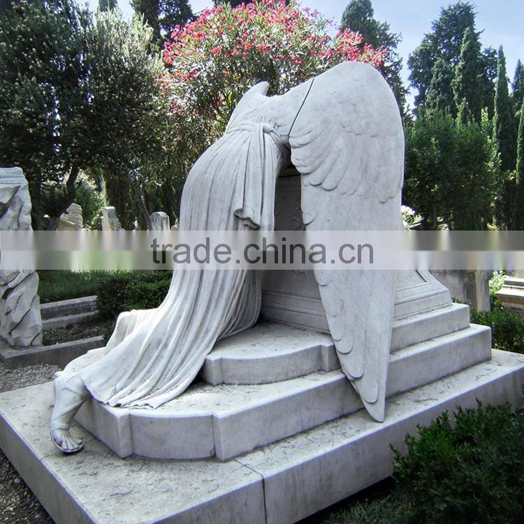 hand-carved reproduction white marble angels statue for Grief Statue