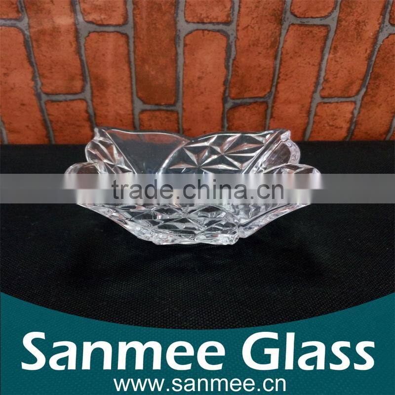 Square Diamond Embossed Glass Ice Cream Cup