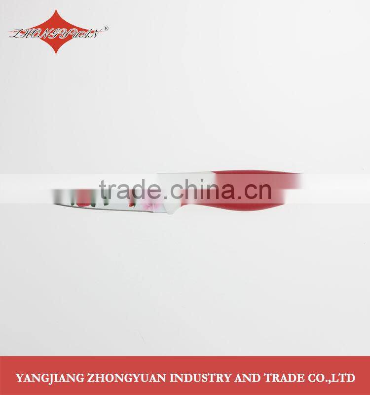 5 pcs set of non-stick coated/colorful rose printing kitchen knives