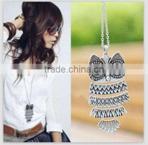Cheap 2016 new Cute New Lady Women Vintage Silver Owl Pendant Necklace best Gift For XMAS