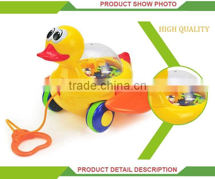 Intelligence plastic cartoon music duck pull string toys