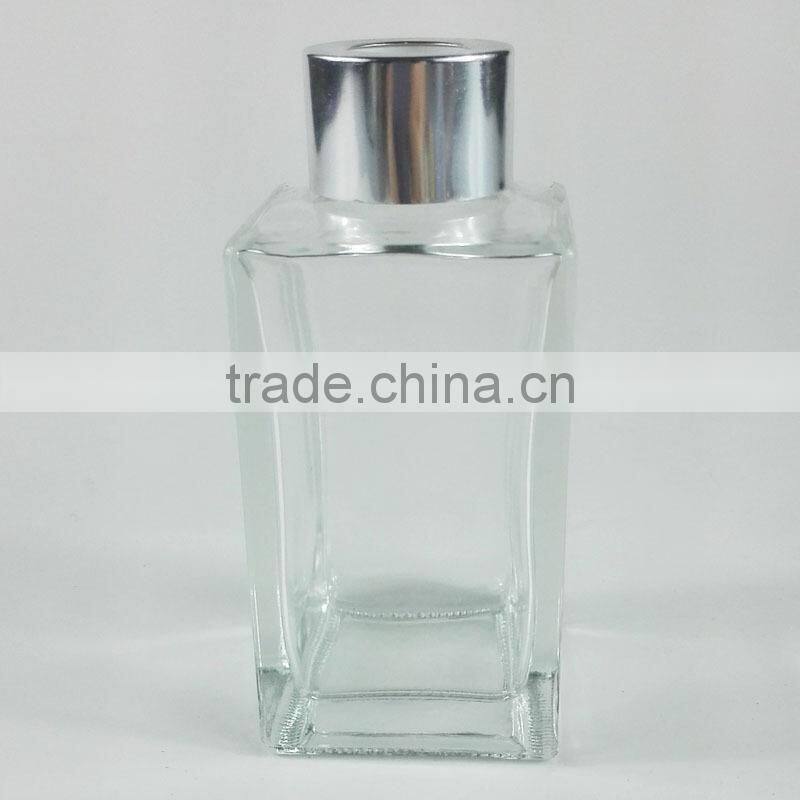 square glass bottle for 100ml reed diffuser with aluminium crown cap