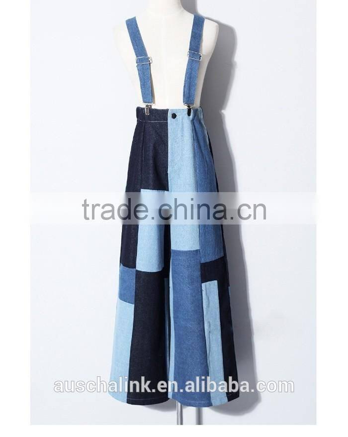 new style lady strap cargo trendy denim jeans manufacturers 2016