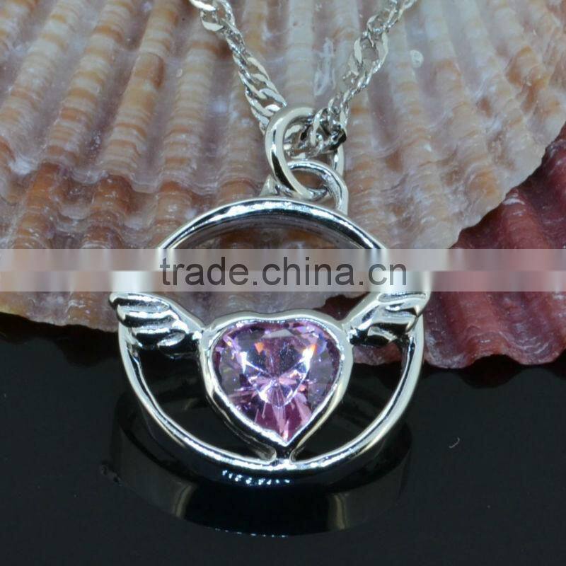 women 925 silver necklace fashion stone zircon rhodium plated