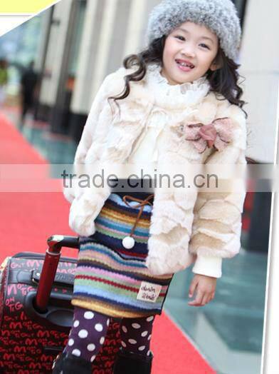 2016 New design clothing of winter white fur dresses for kids girls