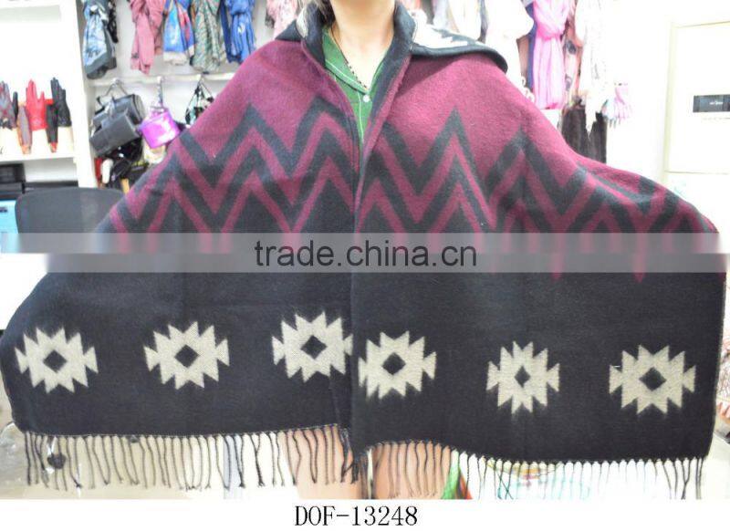 2017 winter the latest knitted acrylic lady new stole with cap