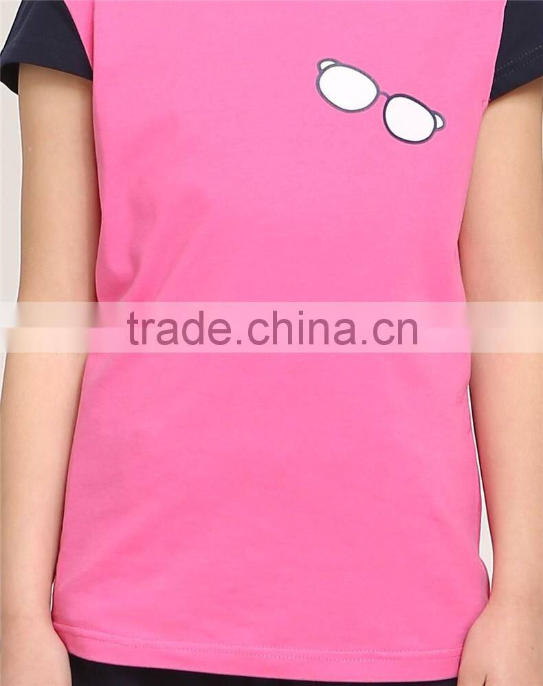 2016 fashion dress leisure short sleeves t shirt children's suit of clithes for little girls