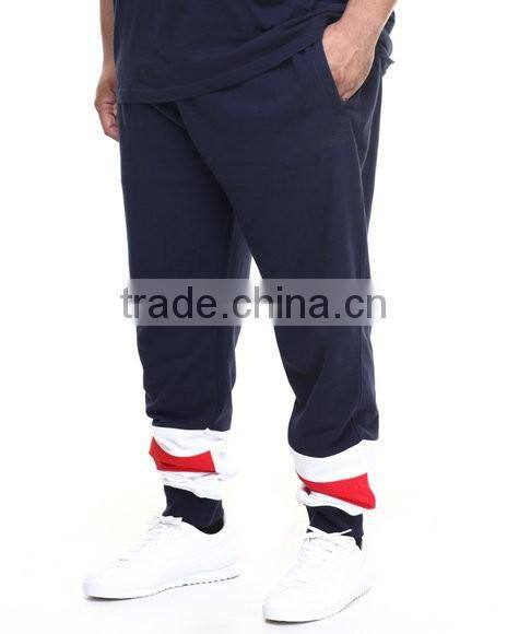 adjustment draw-strings waistline pants Pieced contrasting color block design Sweatpant plus size casual pant
