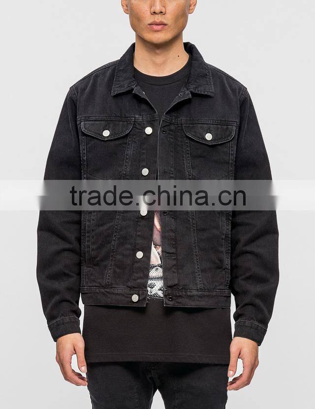 2017 wholesale mens black denim motorcycle printed jacket