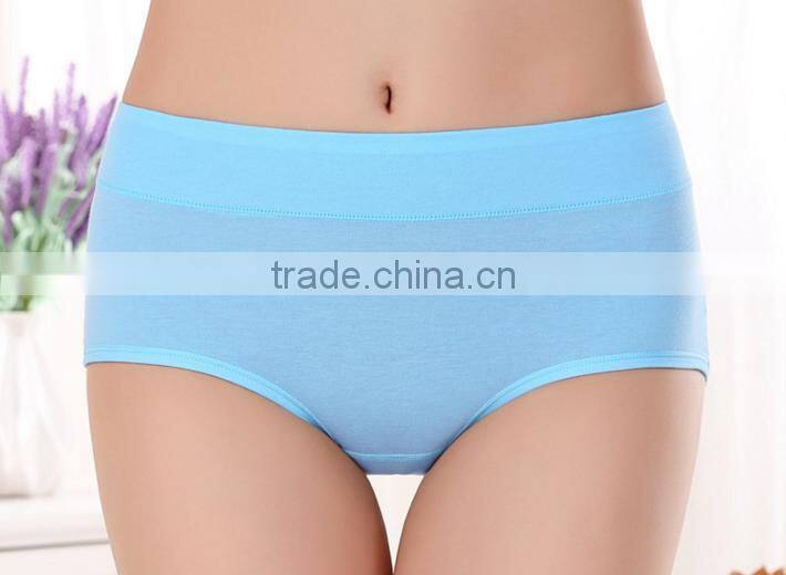 Factory OEM Plain Solid Color 95%Cotton 5%Elastane Embroidery Logo Design High Quality Elastic Band High Waist Women Underwear
