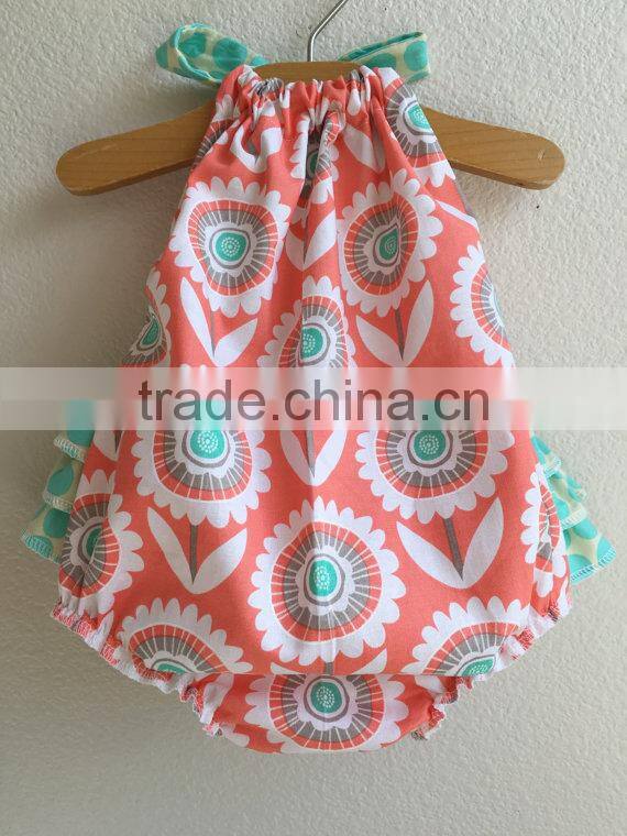 Newborn Baby Girls Sunshine Flower Peach Ruffle Bubble Baby Girl Boho Vintage Romper