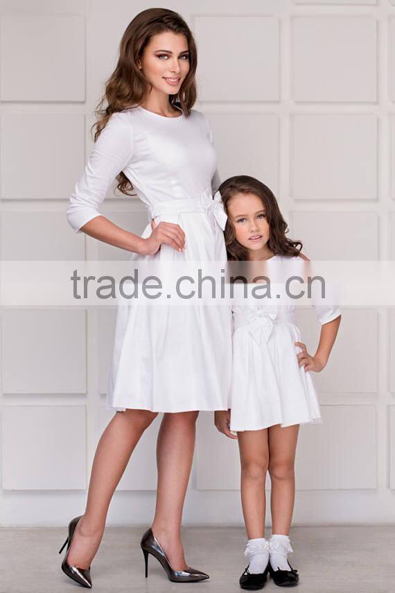 Highe Quality Mother Daughter Matching Dress White Occasion Dresses For Mommy And Me