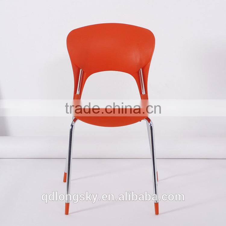 LS-4013 High Quality wholesale PP stacking Plastic Chair for sale Plastic dining Chair with metal legs