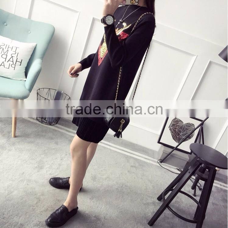 2017 new Korean style sequins Deer Christmas Sweater dresses loose long sweater