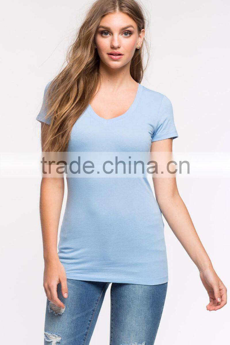 Custom slim fit short sleeve t shirt design women black t-shirt wholesale