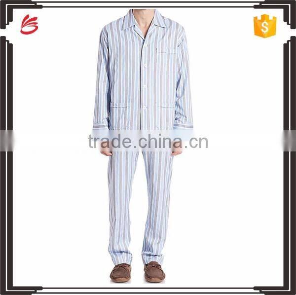 Hot selling stripes wholesale cotton pajamas sleepwear for men's