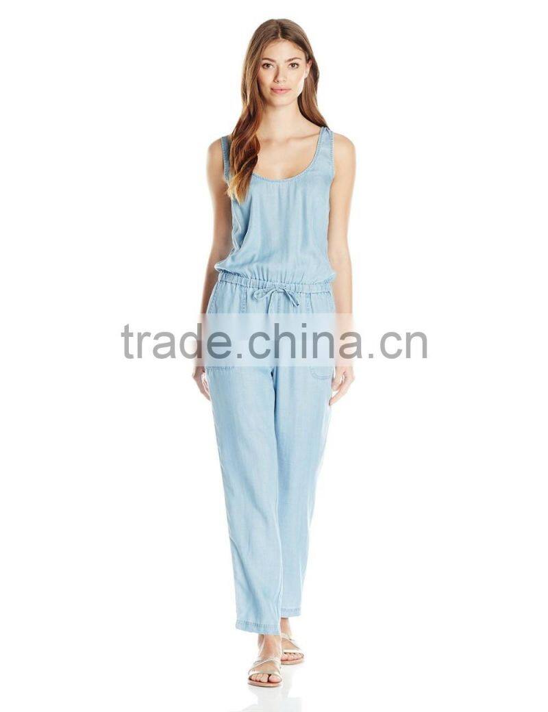 Women's casual Sleeveless Tencel Dress Jumpsuit