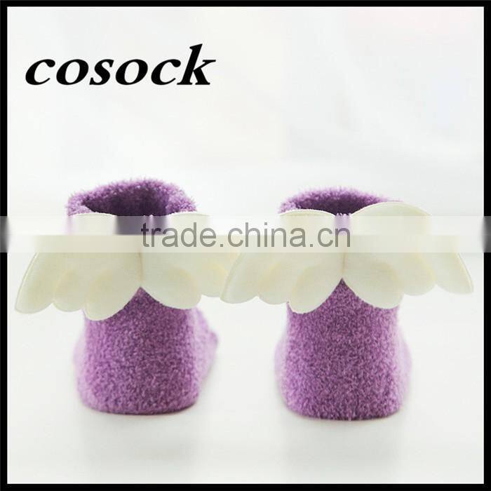 Rainbow color baby clothes little angel fuzzy non-slip socks for newborn infant